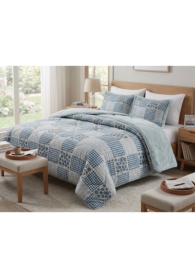 Comforter Çift Kişilik Yorgan Set / 220x240 / Çeyiz / Yorgan /set Açik Mavi