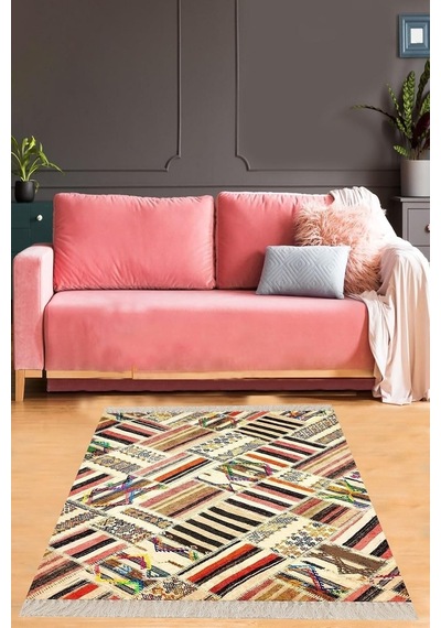 Pelangi Patchwork Kırkyama Desenli Dijital Baskı Yıkanabilir Kaymaz Taban Etnik Salon Halısı, Çok Renkli 160 X 240