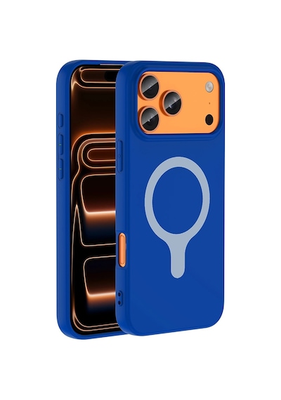 Apple iPhone Uyumlu  Uyumlu 18 Pro Max Kılıf M-safe Şarj Özellikli Zore Aris Silikon Kapak Saks Mavi