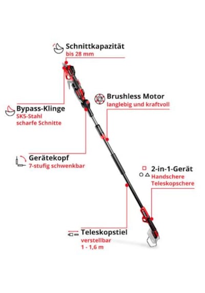 Einhell GP-LS 18/28 Li T BL - Solo Akülü Budama Makası (Akü ve Şarj Hariç) - 3408330