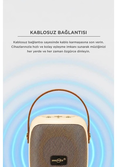 Delux Serisi Torima Bluetooth Hoparlör Gts-1679 Bej Ses Oynatıcı Radyo Alıcısı Medya Aracı