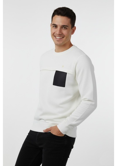 Baglan Erkek Mevsimlik Sıfır Yaka Sweatshirt Bgl-st04864 Ekru