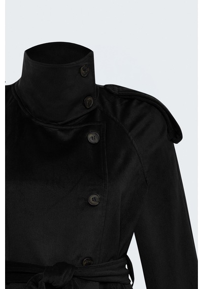 Sateen Kadife Kısa Ceket - Siyah-138106