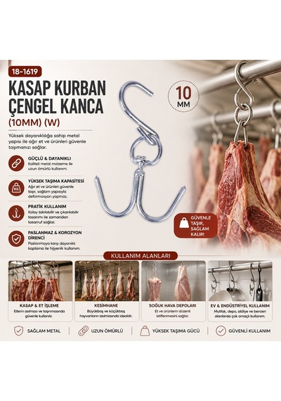 İbico 10 Mm W Kasap Kurban Çengel Kancası- 10'li Paket