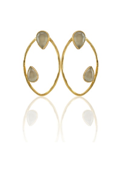 Kadir Jewellery 22 Ayar Altın Kaplama Geometrik Küpe -el İşçiliği Ve Hipoalerjenik Küpe Beyaz