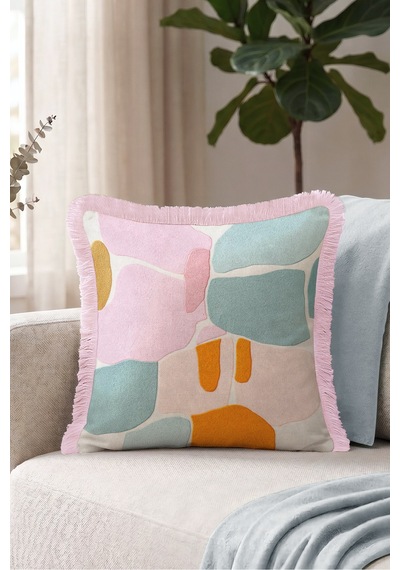 Soyut Pastel Sanatsal Saçaklı Yastık Kılıfı - Organik Bohem Mint Pembe Püsküllü Kırlent Kılıfı Puslu Sahil Halo Soyut Pastel Sanatsal Saçaklı Yastık Kılıfı - Organik Bohem Mint Pembe Püsküllü Kırlent Kılıfı Puslu Sahil Halo