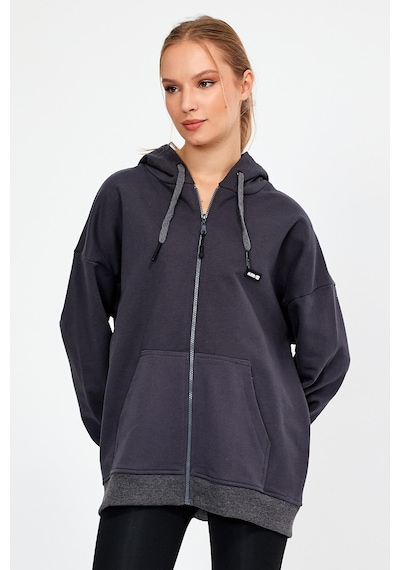 Alexandergardı Fermuarlı Kapüşonlu Oversize Sweatshirt B22-75300 Antrasit