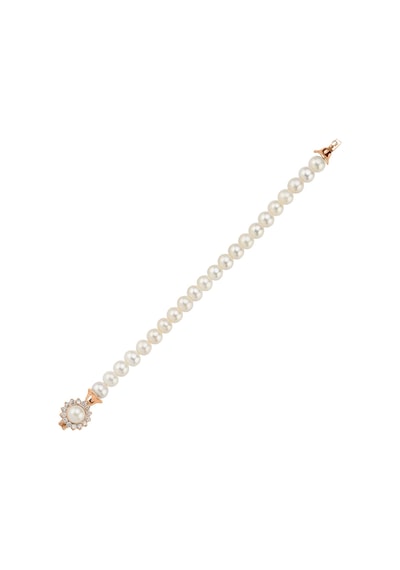 7,5 Mm Papatya Zirkon Taşlı Doğal İnci Kolye Bileklik 22 / Rose Gümüş