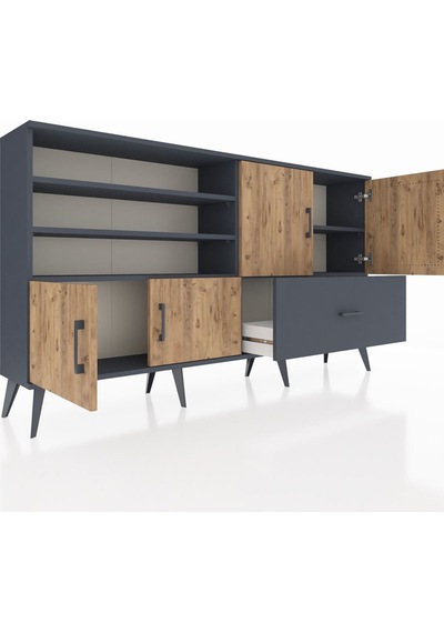Arges Konsol 5 Raflı Tek Çekmeceli 4 Kapaklı 176x30x99 Antrasit-ç Antrasit-çam/antrasit Arges Konsol 5 Raflı Tek Çekmeceli 4 Kapaklı 176x30x99 Antrasit-ç Antrasit-çam/antrasit