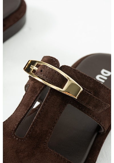 Duxal Shoes Jade Kadın Hakiki Deri Süet Kahverengi Gold Tokalı Terlik Acıkahve Duxal Shoes Jade Kadın Hakiki Deri Süet Kahverengi Gold Tokalı Terlik Acıkahve