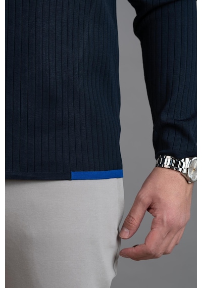Bisiklet Yaka Likralı Microfilament Kumaş Slimfit Erkek Sweatshirt Lacivert