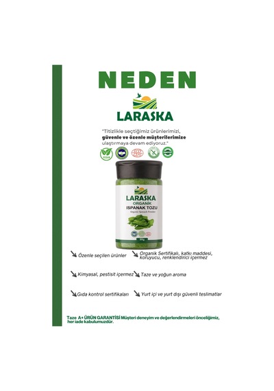 Organik Ispanak Tozu 100g Organic Spinach Powder