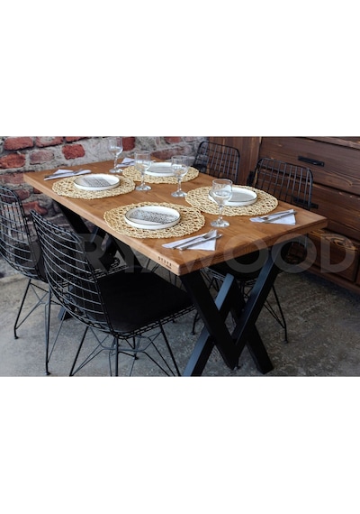 Masif Ahşap Laurus Sulamalı Yemek Masası 8 Kişilik 85 x 220 x 76cm