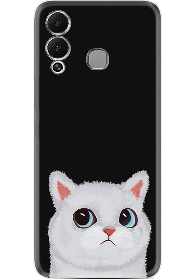 Infinix Hot 12 Play Kılıf Resimli Desenli Silikon Platinium Series White Cat 1835