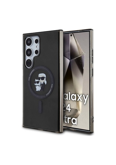 Galaxy   Uyumlu  S24 Ultra Kılıf Karl Lagerfeld Lisanslı Magsafe Özellikli Karl&choupette Iml Baskılı Siyah