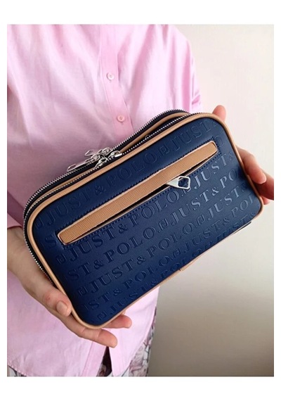 Just Polo Kadın Günlük Kullanıma Uygun Gofraj Baskılı Lüks Omuz Çantası Shoulder Bag Lacivert Taba