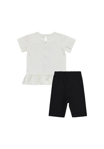 Civil Baby Fiyonk Düğme Baskılı 6-18 Ay Takım - Ekru