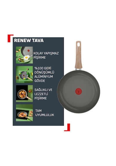 Tefal Renew Artus Seramik Tava - 24 Cm Gri