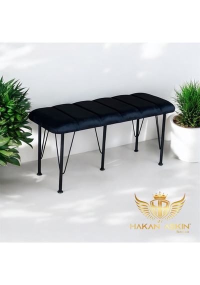By Hakan Aşkın Siyah Metal Ayaklı Line Style 2025 Babyface Puf & Bench Siyah Siyahbbff