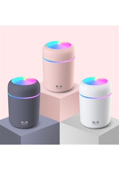 300ml Led Hava Nemlendirici Usb Aromaterapi Arıtıcı Araba Hava Arıtıcı Renkli Led Işıklı, Pembe