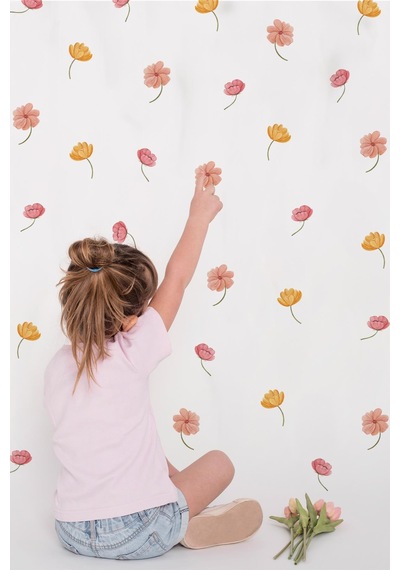 Açık Ve Soft Renklerde Çiçeklerden Oluşan Özel Çizim Sticker Seti 68 Adet Özel Keismli Sticker Seti Dijital Baskı