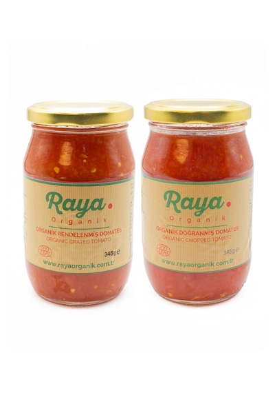 Raya Organik Organik Rendelenmiş Domates 345g Ve Organik Doğranmış Domates 345g Set 345 G