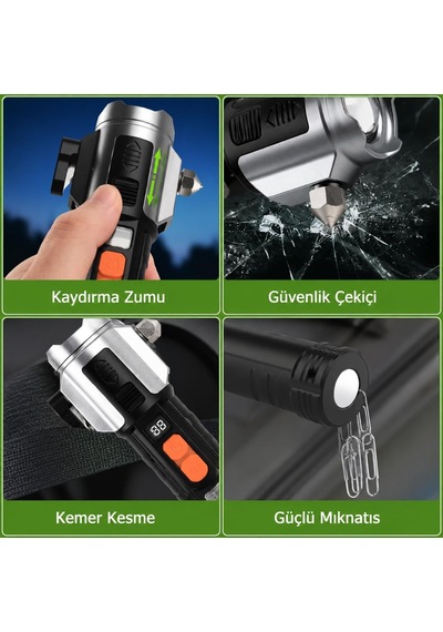 Gs-15600 Profesyonel Şarjlı Suya Ve Darbeye Dayanıklı El Feneri Kemer Kesme Cam Kırma Mıknatıslı