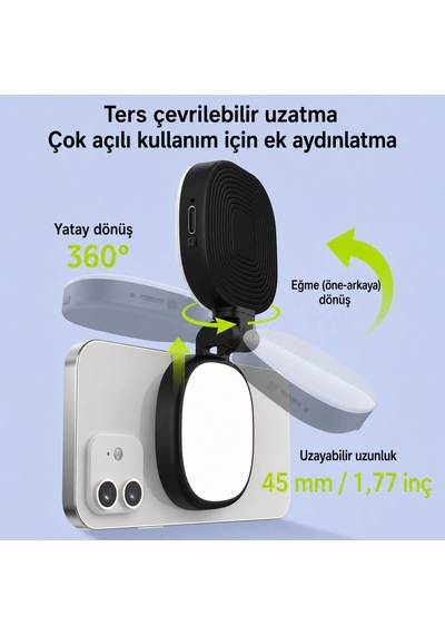 Manyetik Led Dolgu Işığı, Aynalı 3 Modlu Şarjlı Selfie Işığı N01
