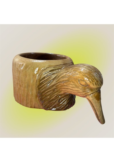 Ahşap El Oyması Balıkçı Kuş Kuksa . Ahşap
