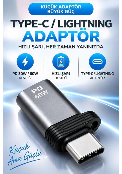 Type-c Lightning Pd 60w Hızlı Şarj Dönüştürücü Adaptör Zr1369