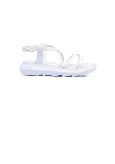 Shoetek Dylla Kadın Sandalet Çapraz Bantlı Beyaz Deri Beyaz