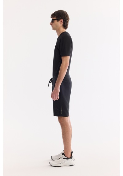 Avva Erkek Siyah Beli Lastikli Bağcıklı Bi-stretch Soft Touch Regular Fit Şort A61y3609