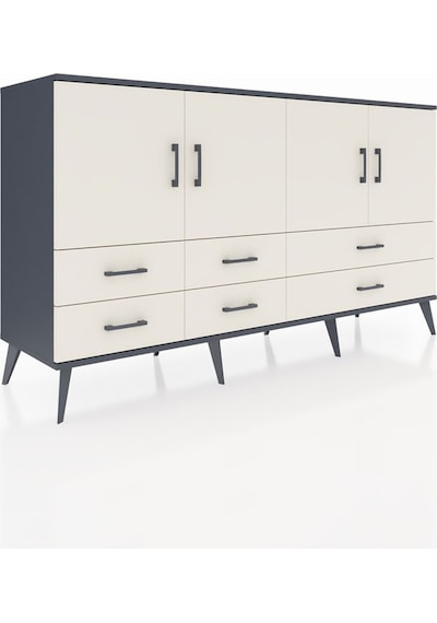 Hyperion Konsol 6 Raflı 6 Çekmeceli 4 Kapaklı 176x44x99 Antrasit- Antrasit-aytaşı Hyperion Konsol 6 Raflı 6 Çekmeceli 4 Kapaklı 176x44x99 Antrasit- Antrasit-aytaşı