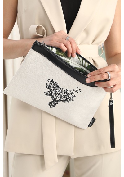 Ju Yaratıcı Tasarım Nakışlı İşlemeli Portföy Ve Clutch Çanta