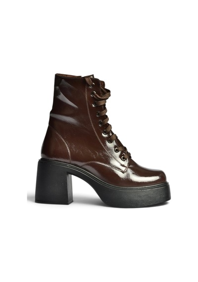 Fox Shoes V726681502 Kahverengi Rustik Kalın Topuklu Bağcıklı Postal Bot
