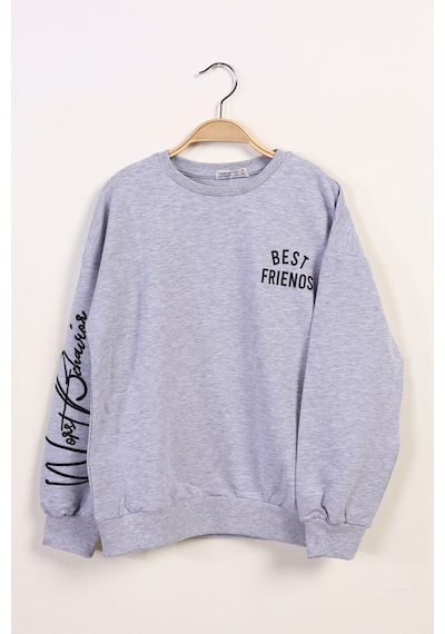 Toontoy Kız Çocuk Best Frıends Baskılı Sweatshirt Kırmızı