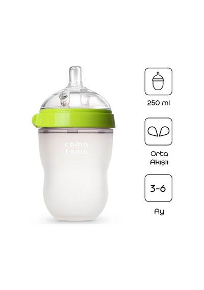 Mey İthalat Antikolik Silikon Biberon 250 Ml 3-6 Ay Yeşil