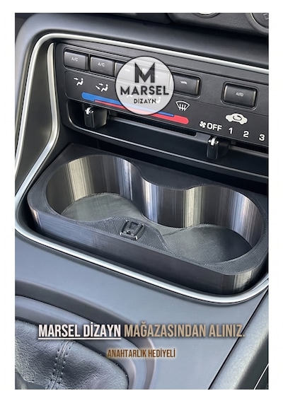 Marsel Dizayn Honda Civic 1996-2000 Model Ies/ek Araçlarla Uyumlu Logolu Bardaklık - Siyah 1 Adet