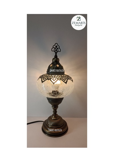 El Yapımı Otantik Mozaik Masa Lambası Yüksek Boy Gri - 820076288 Gri