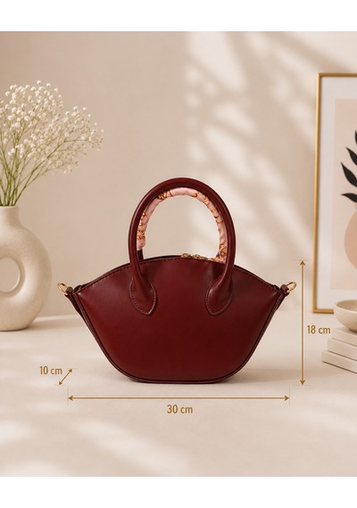 Zeydila Bordo Şal Aksesuarlı El Ve Omuz Çantası