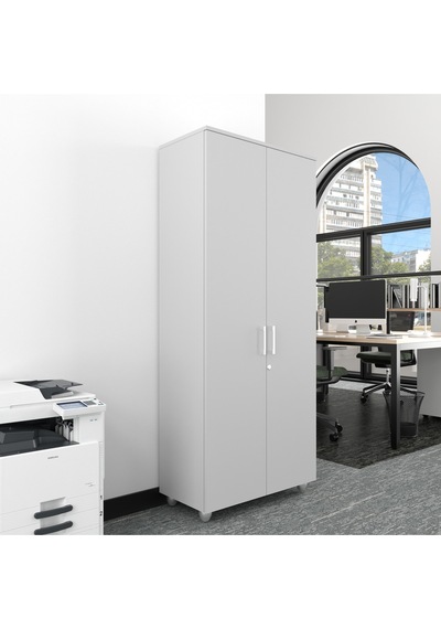 Kilitli Ve Bölmeli Çok Amaçlı Dolap, Ofis Ve Ev İçin Kilitlenebilir Ahşap Dolap, 190x80x40cm Gri Kilitli Ve Bölmeli Çok Amaçlı Dolap, Ofis Ve Ev İçin Kilitlenebilir Ahşap Dolap, 190x80x40cm Gri