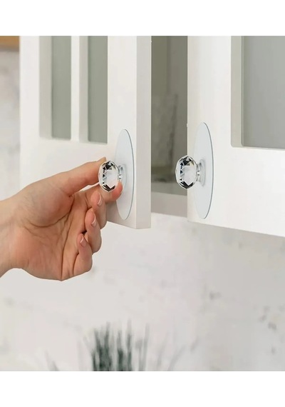 Mucit Home Şeffaf Kristal Başlıklı 2'li Yapışkanlı Kulp Dolap Çekmece Kulp Tutacak Askı Renkli