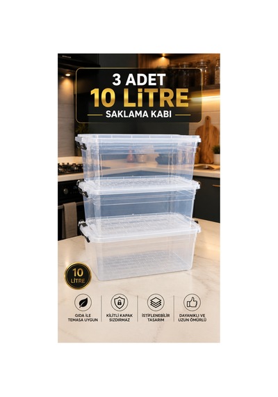 Modula 3 Lü 10 Litre Kapaklı Kilitli Şeffaf Çok Amaçlı Saklama Kabı Seti Kiler, Mutfak, Oyuncak Ve Düzenleyici Kutu Şeffaf Modula 3 Lü 10 Litre Kapaklı Kilitli Şeffaf Çok Amaçlı Saklama Kabı Seti Kiler, Mutfak, Oyuncak Ve Düzenleyici Kutu Şeffaf
