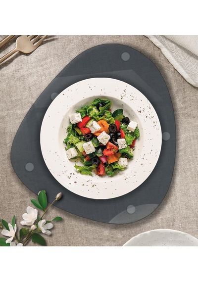 Cam Tabak Kahvaltı Tabağı Cam Supla 2'li Takım 32cm X 35cm Füme Cam Çok Renkli
