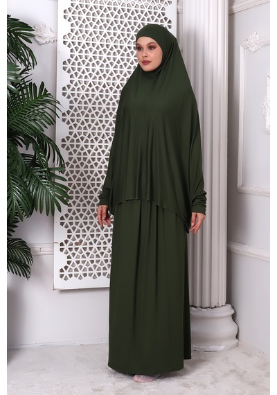 2 Parça Pratik Namaz Elbisesi 8016 Haki