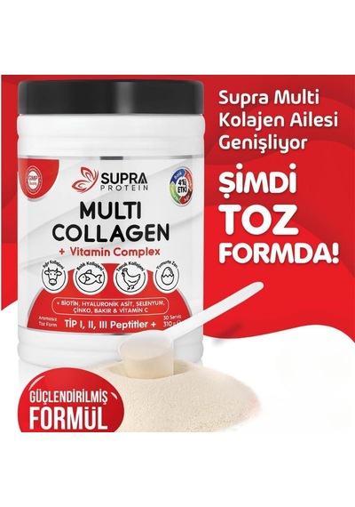 Multi Kolajen + Multi Vitamin Toz Formül 5 Tip Kolajen Ve Vitamin Kompleksi Biotin, Selenyum, Çinko, Hyaluronik Asit