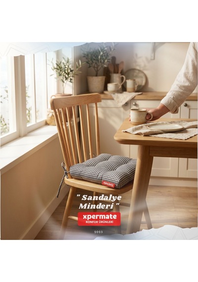 Pötikareli Sandalye Minderi 40x40 Pofidik Piknik Minderi Siyah