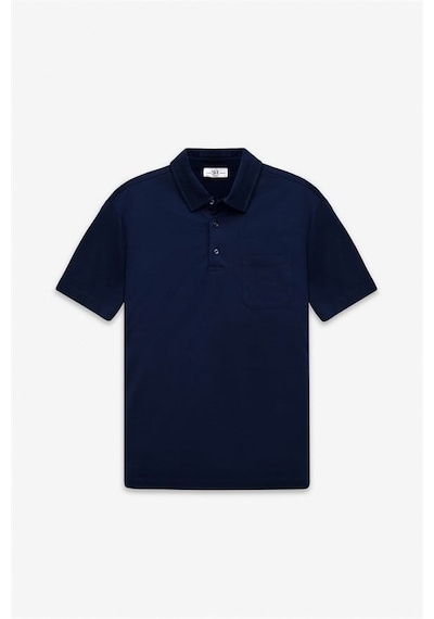 Süvari Lacivert Regular Düz Baskısız Süprem Düğmeli Polo Yaka Tişört Sts1014000014-m09