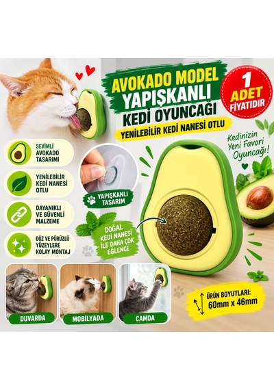Avokado Model Yapışkanlı Kedi Oyuncağı Yenilebilir Kedi Nanesi Otu Adet Fiyatıdır
