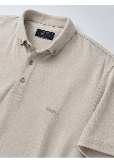 Classics Men Zamur Slim Fit Erkek Polo Yaka Kısa Kol Tişört 7708 Bej